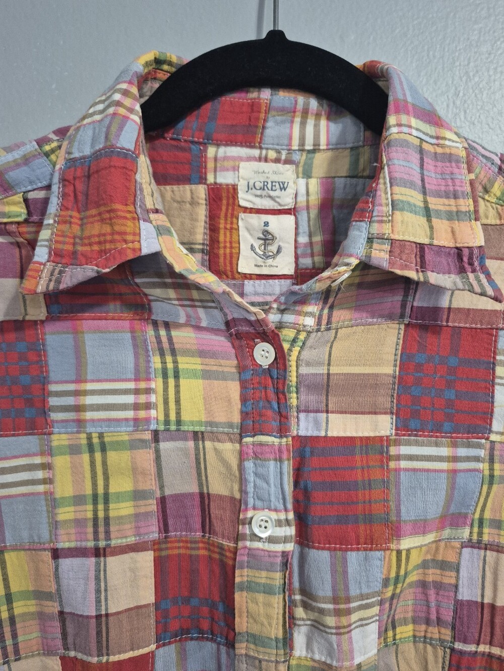 J Crew Vintage Summer 2008 Madra Plaid Patchwork Size 2 - Picture 2 of 7